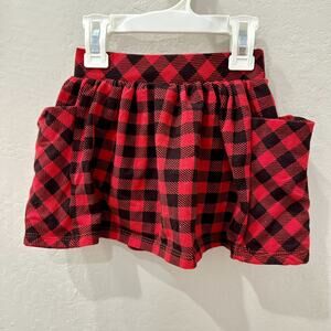 Remie Girl Red Buffalo Plaid Pocket Skirt